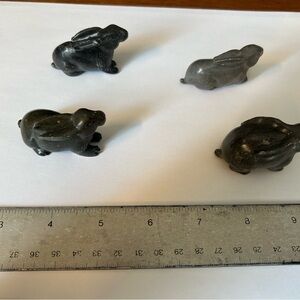 Small Rabbit Figurines- carved from Black stone and Gray stone